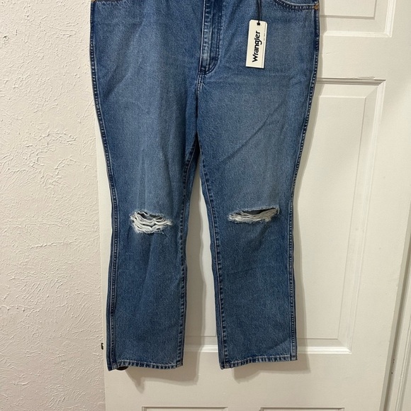NWT Wrangler Wild West 603 High Rise Straight Jean Retro Mid Damaged, 34 - Picture 7 of 9